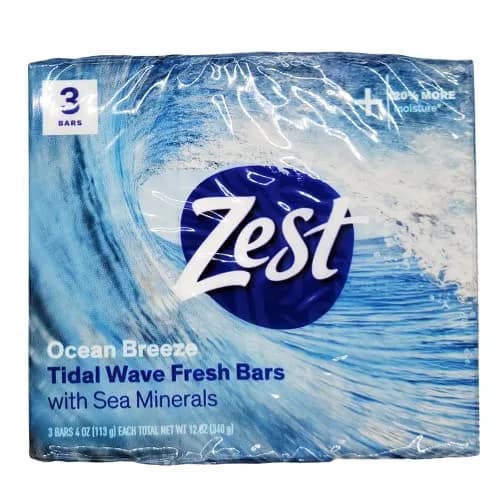 Zest Ocean Breeze Bar Soap 3 ct, 12 oz (340 g) | Cleanses Skin for All Types thumbnail 3
