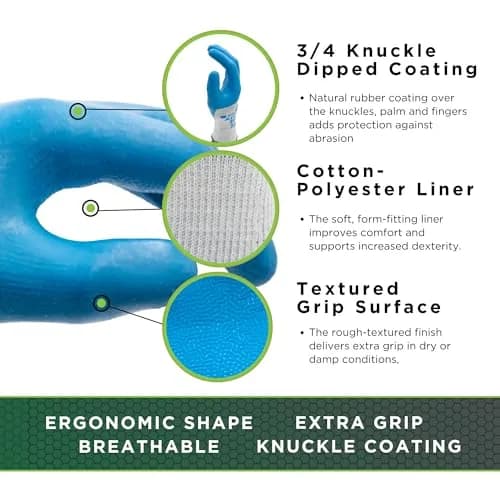 SHOWA Atlas 305 Rubber Work Gloves, Large | Heavy-Duty Grip & Comfort thumbnail 2