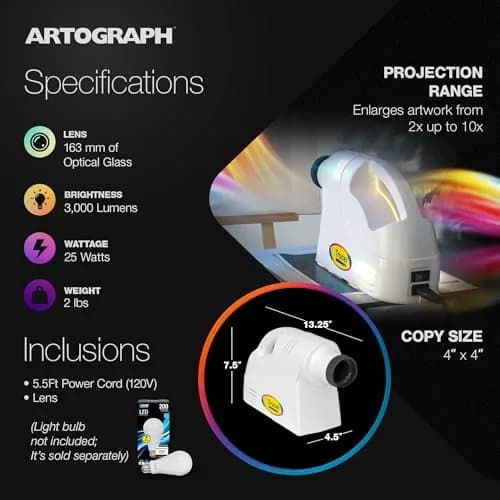 Artograph EZ Tracer Opaque Art Projector 4" x 4" Copy Size | Enlarges Artwork 2X-10X for Murals, Wall Art, Drawing thumbnail 4