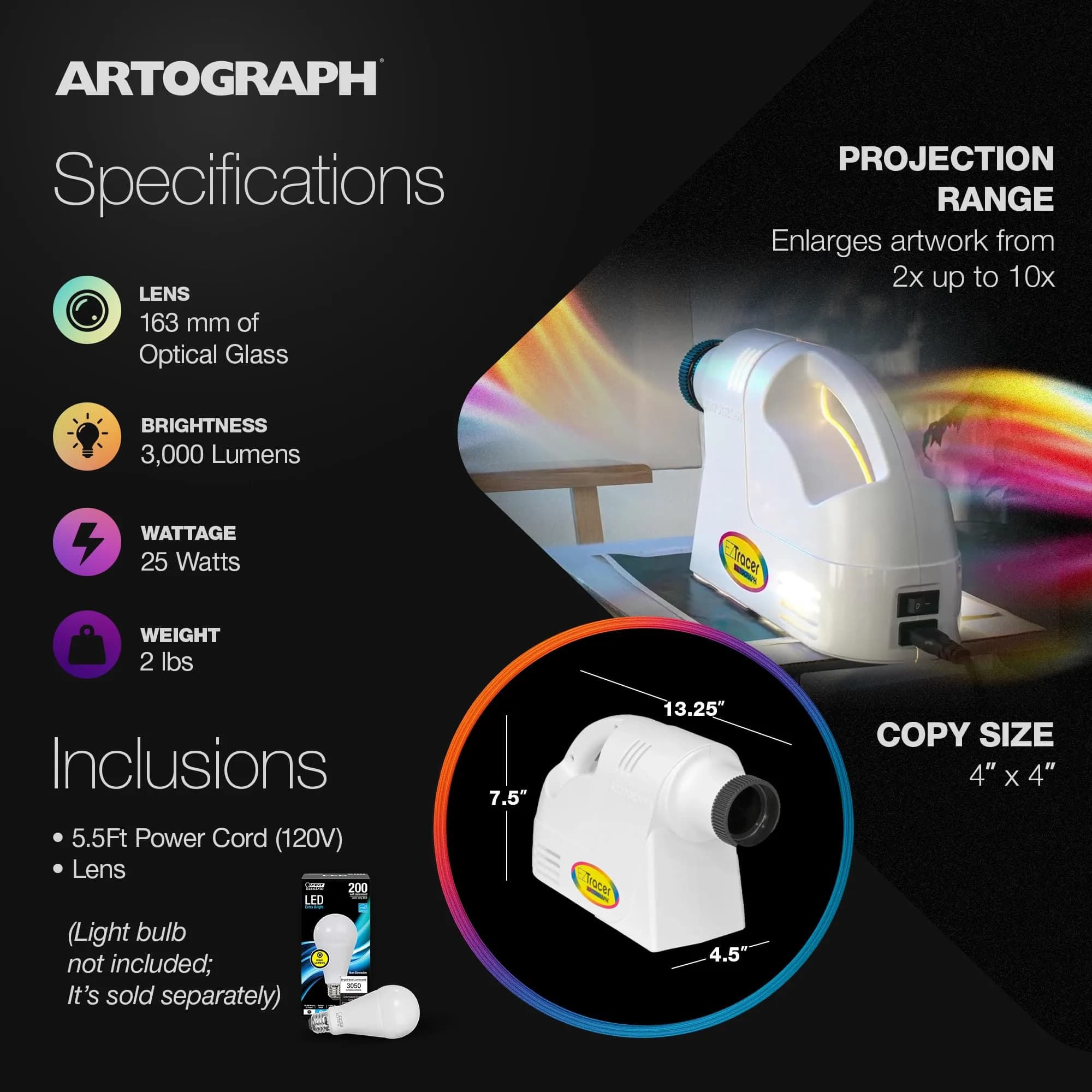Artograph EZ Tracer Opaque Art Projector 4" x 4" Copy Size | Enlarges Artwork 2X-10X for Murals, Wall Art, Drawing - view 4