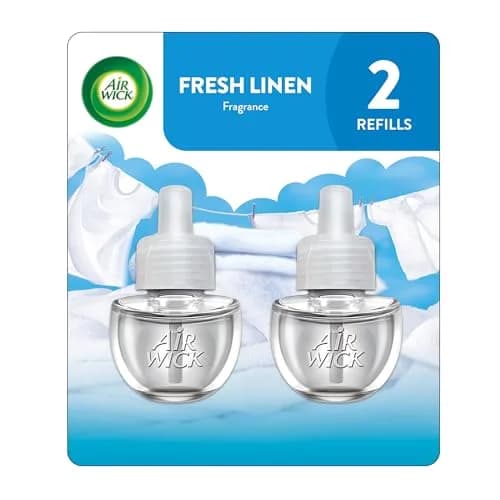 Air Wick Plug In Scented Oil Refill Fresh Linen 2x0.7 Fl Oz (1.4 Fl Oz Total) | Long-Lasting Fragrance with Essential Oils thumbnail 1