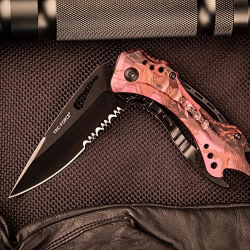 Tac-Force Folding Pocket Knife 3.25" Serrated Blade Camo Aluminum Handle | Dependable Tactical Utility thumbnail 5
