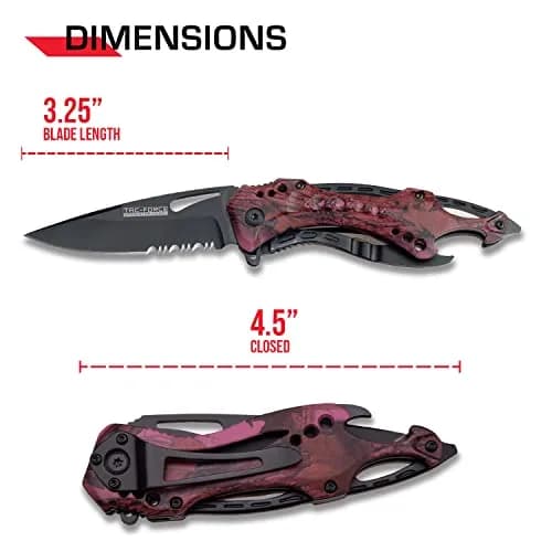 Tac-Force Folding Pocket Knife 3.25" Serrated Blade Camo Aluminum Handle | Dependable Tactical Utility thumbnail 2