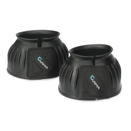 Shires Equine Horse Arma Overreach Bell Boots | Heavy-Duty Shock Absorbing Rubber (Full Size, Black) thumbnail 1