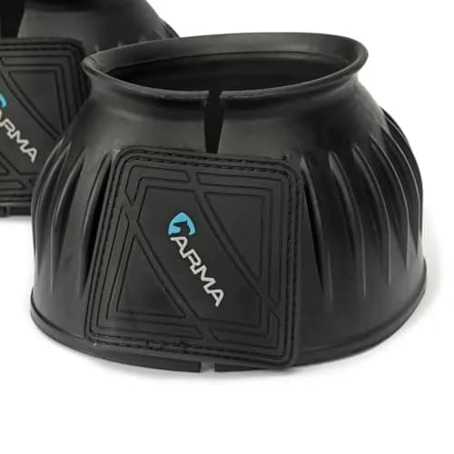Shires Equine Horse Arma Overreach Bell Boots | Heavy-Duty Shock Absorbing Rubber (Full Size, Black) thumbnail 2