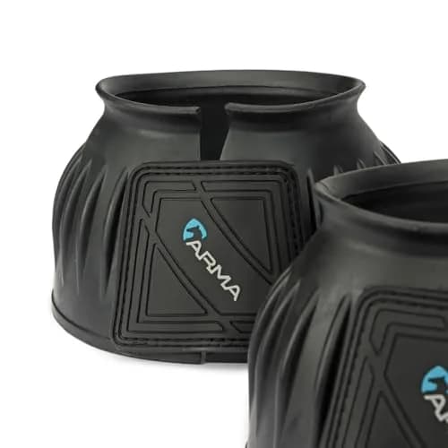 Shires Equine Horse Arma Overreach Bell Boots | Heavy-Duty Shock Absorbing Rubber (Full Size, Black) thumbnail 3