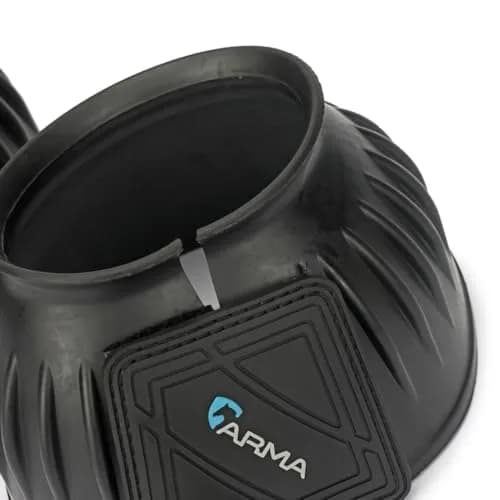 Shires Equine Horse Arma Overreach Bell Boots | Heavy-Duty Shock Absorbing Rubber (Full Size, Black) thumbnail 4