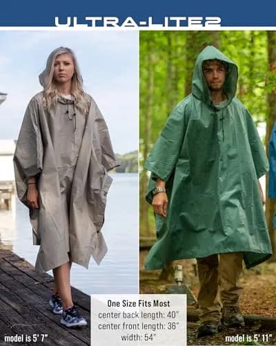 FROGG TOGGS Ultra-Lite2 Waterproof Breathable Poncho | Dark Green, One Size thumbnail 6