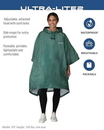 FROGG TOGGS Ultra-Lite2 Waterproof Breathable Poncho | Dark Green, One Size thumbnail 2