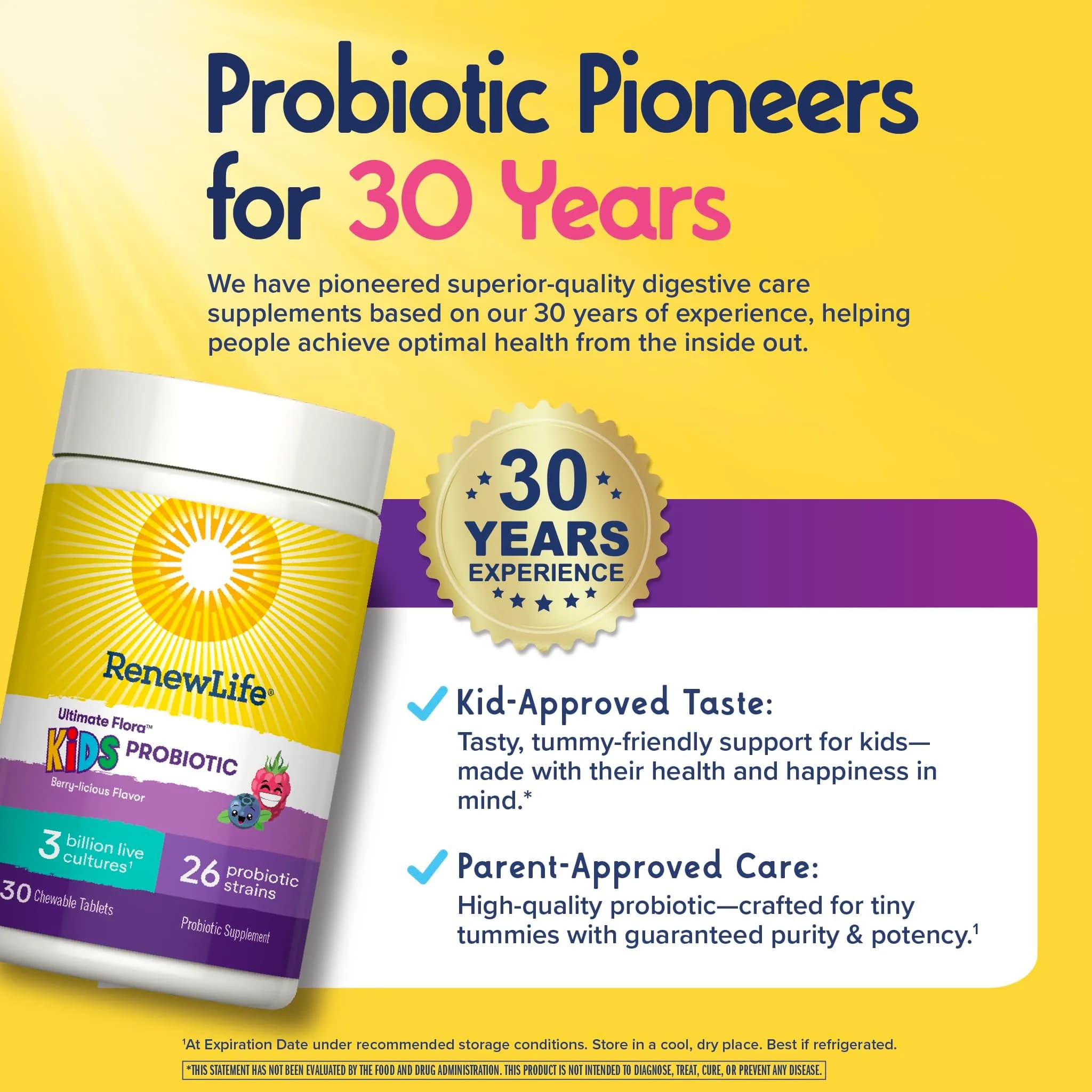 Renew Life Ultimate Flora Kids Probiotic Chewables 3 Billion CFU 30 Chewable Tablets | Supports Digestive & Immune Health - view 6