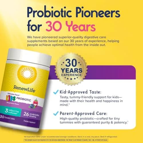 Renew Life Ultimate Flora Kids Probiotic Chewables 3 Billion CFU 30 Chewable Tablets | Supports Digestive & Immune Health thumbnail 6