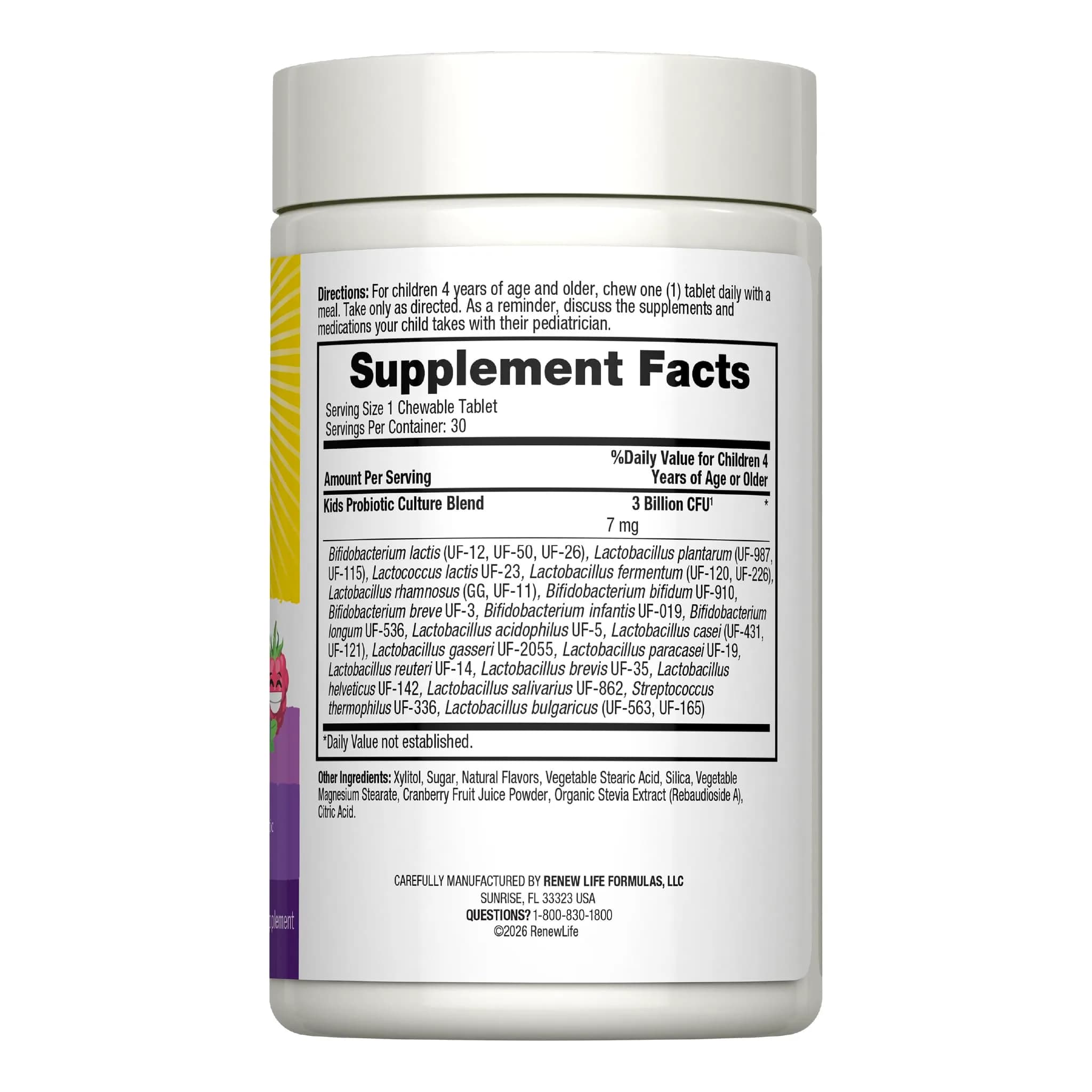 Renew Life Ultimate Flora Kids Probiotic Chewables 3 Billion CFU 30 Chewable Tablets | Supports Digestive & Immune Health - view 2