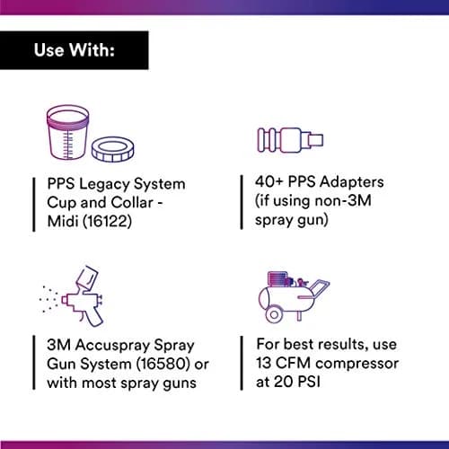3M PPS Original Series Paint Spray Gun Cup Lids and Liners Kit, 16312 | Versatile, Less Waste, 13.5oz thumbnail 3