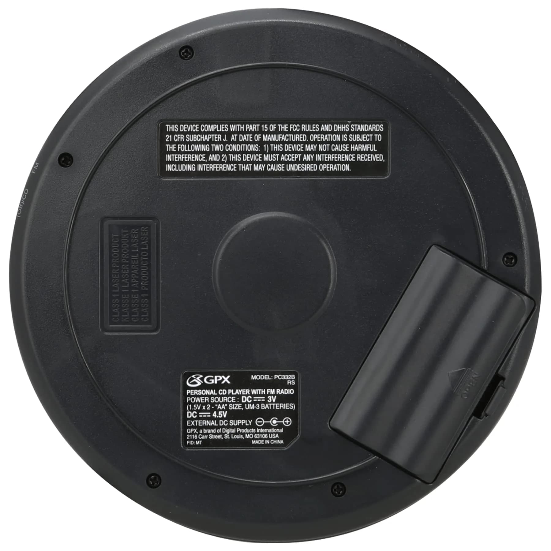 GPX PC332B Portable CD Player with FM Radio & Earbuds | Black - view 7