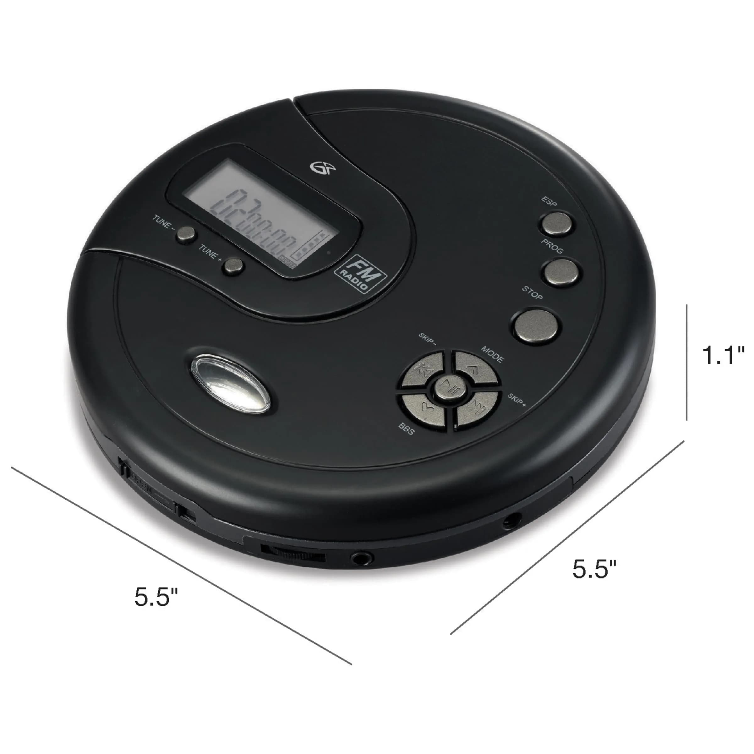 GPX PC332B Portable CD Player with FM Radio & Earbuds | Black - view 3