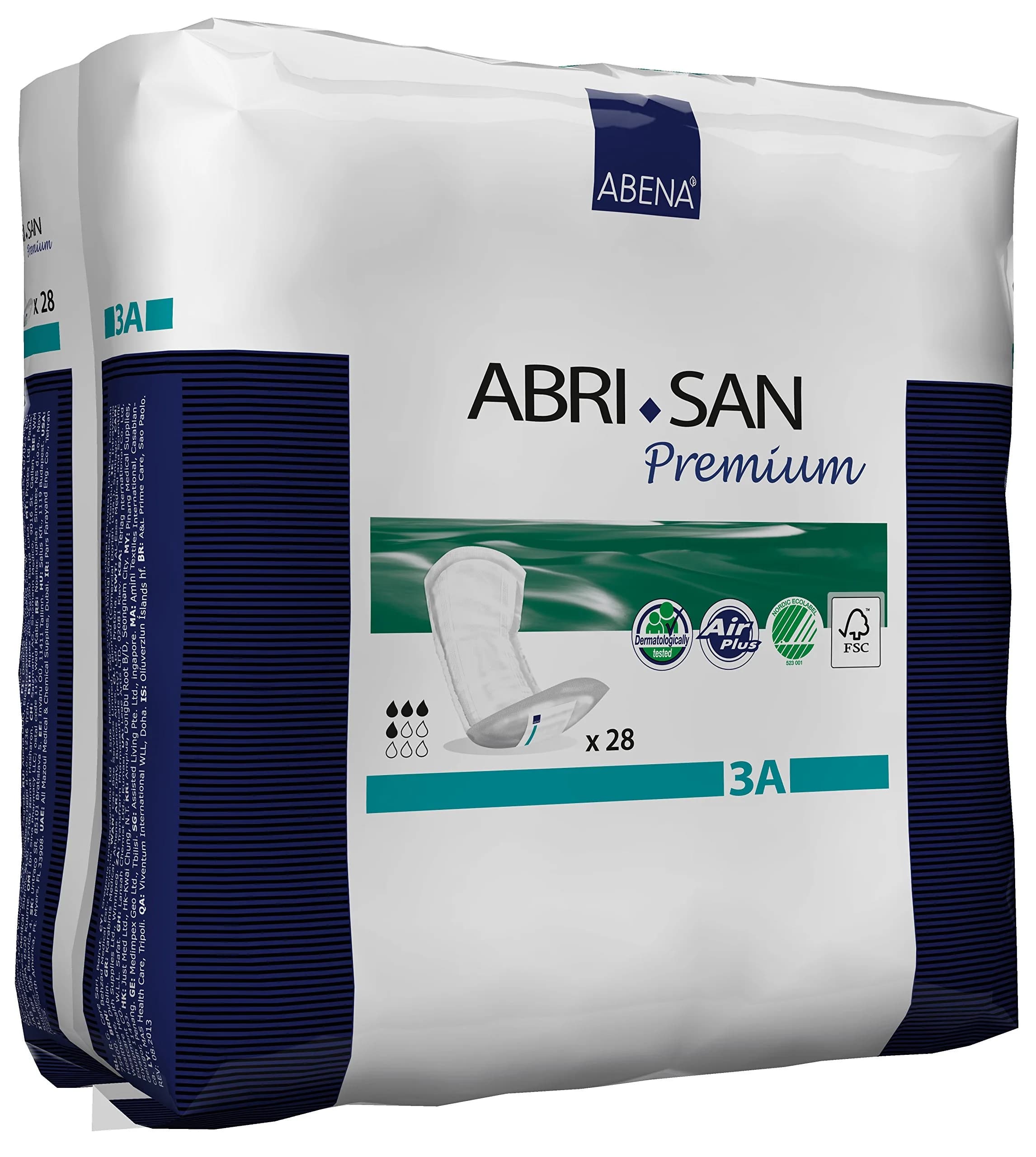 Abena San Premium Incontinence Pads Size 3A | Light Absorbency, 28 Count, Breathable & Odor Control