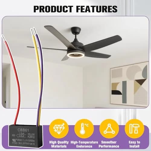 Podoy CBB61 Ceiling Fan Capacitor 1.5µf+2.5µf Dual Run 250V AC | 2-Pack Replacement for Motor Start thumbnail 5