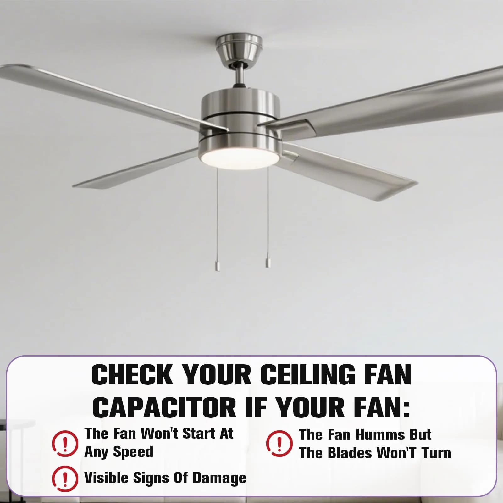 Podoy CBB61 Ceiling Fan Capacitor 1.5µf+2.5µf Dual Run 250V AC | 2-Pack Replacement for Motor Start - view 6