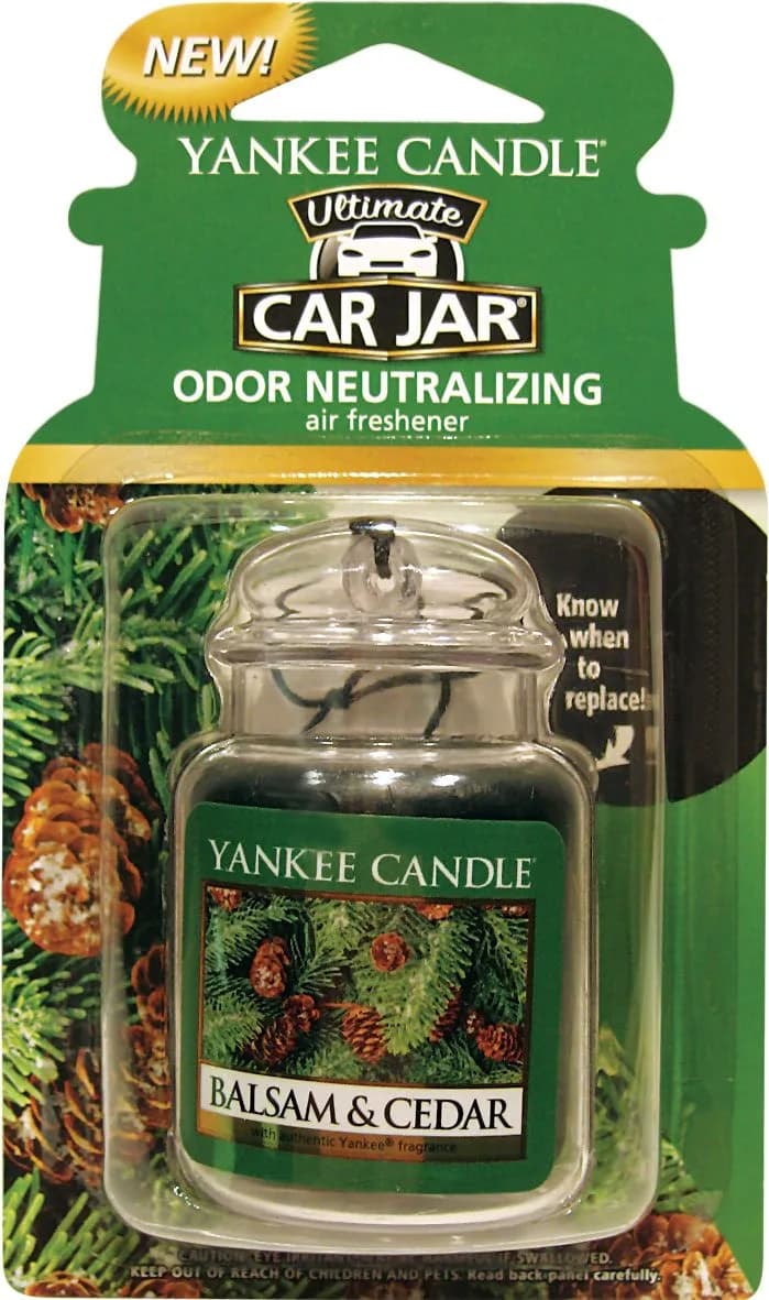 Yankee Candle Gel Car Jar Ultimate Hanging Air Freshener Balsam Cedar Scent | Lasts up to 30 Days — Green