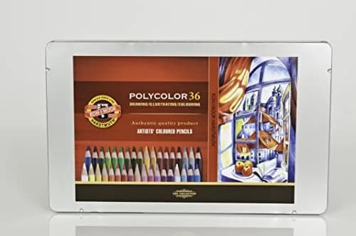 Koh-I-Noor Polycolor Drawing Pencil Set, 36 Assorted Colors | Water-Resistant, Professional-Grade in Tin thumbnail 2