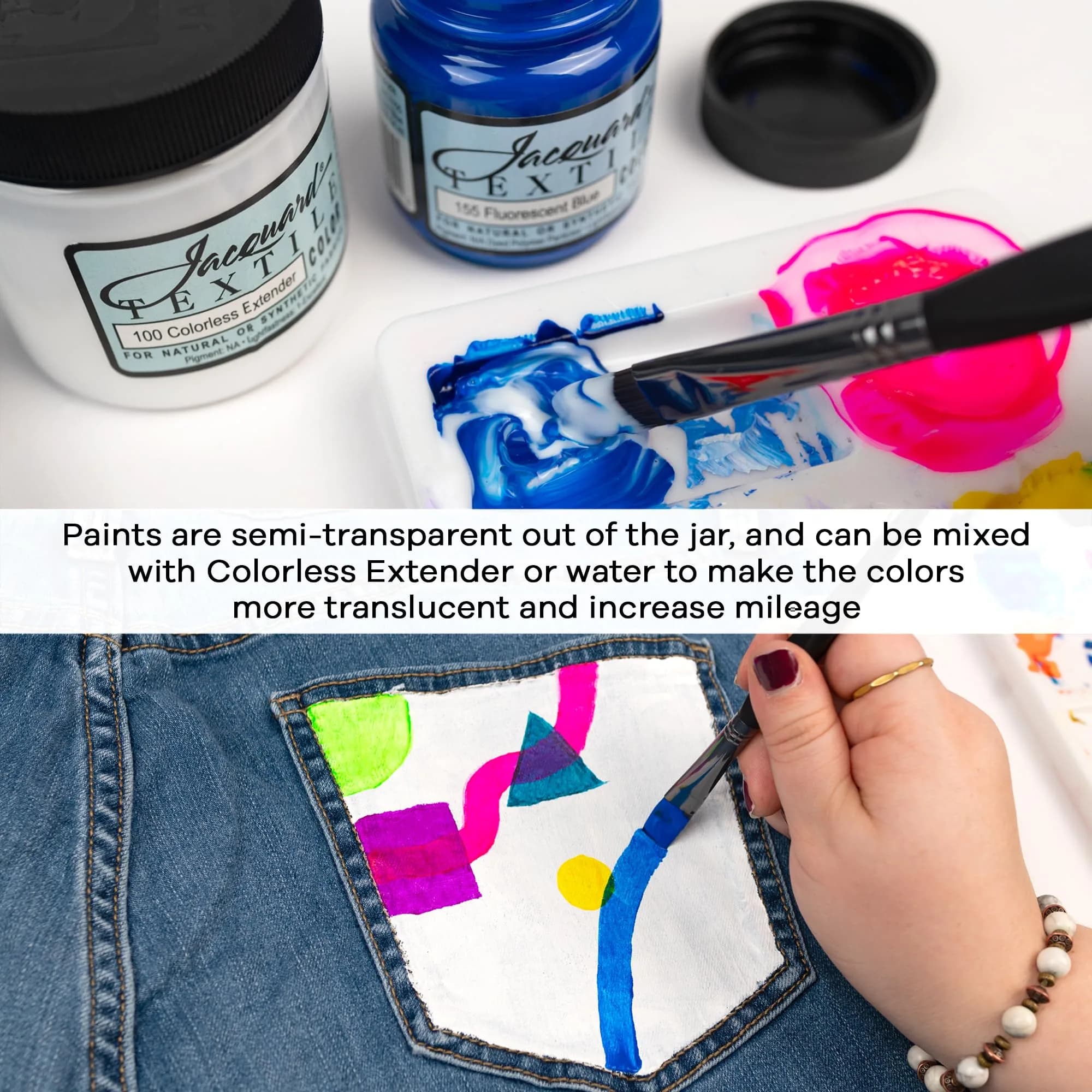 Jacquard Textile Color Paint Turquoise 237ml (8 Fl Oz) | ASTM D-4236 Certified - view 6