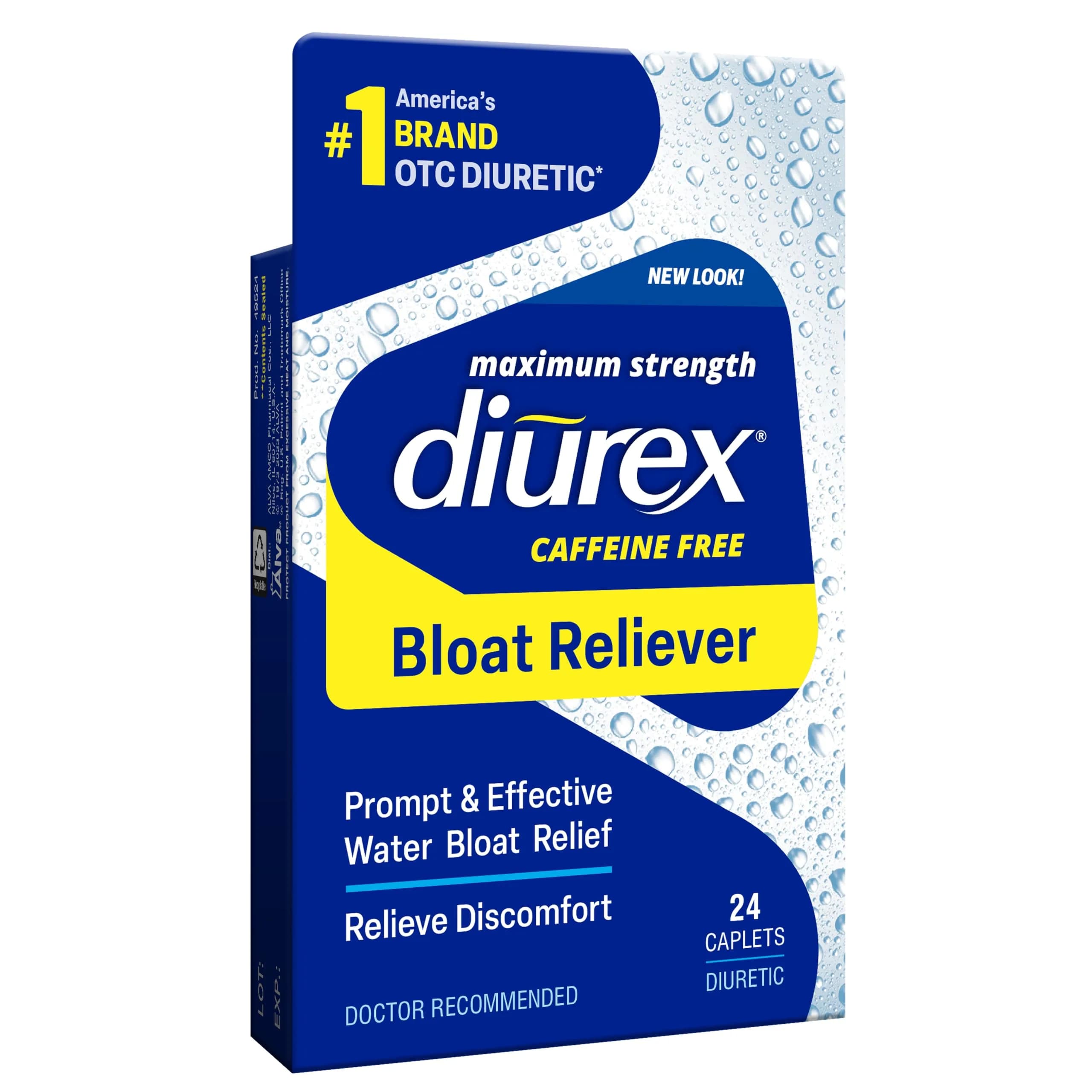 Diurex Caffeine-Free Bloat Relief Caplets 24 Count | Maximum Strength Diuretic for Water Bloat Discomfort - main product image