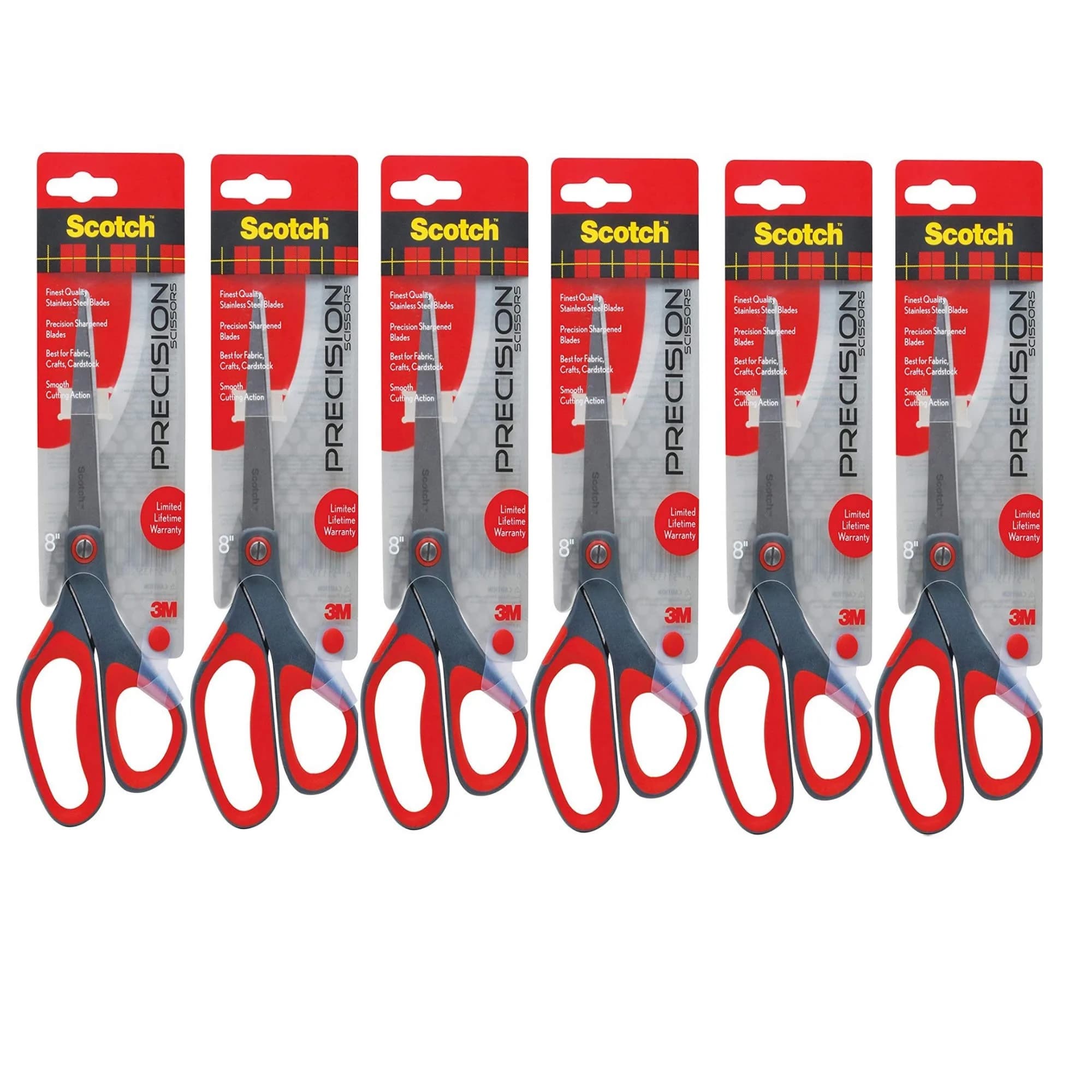 Scotch 1448 Precision Scissors 8 (6 Pack) | Stainless Steel, Ambidextrous, 8-Inches