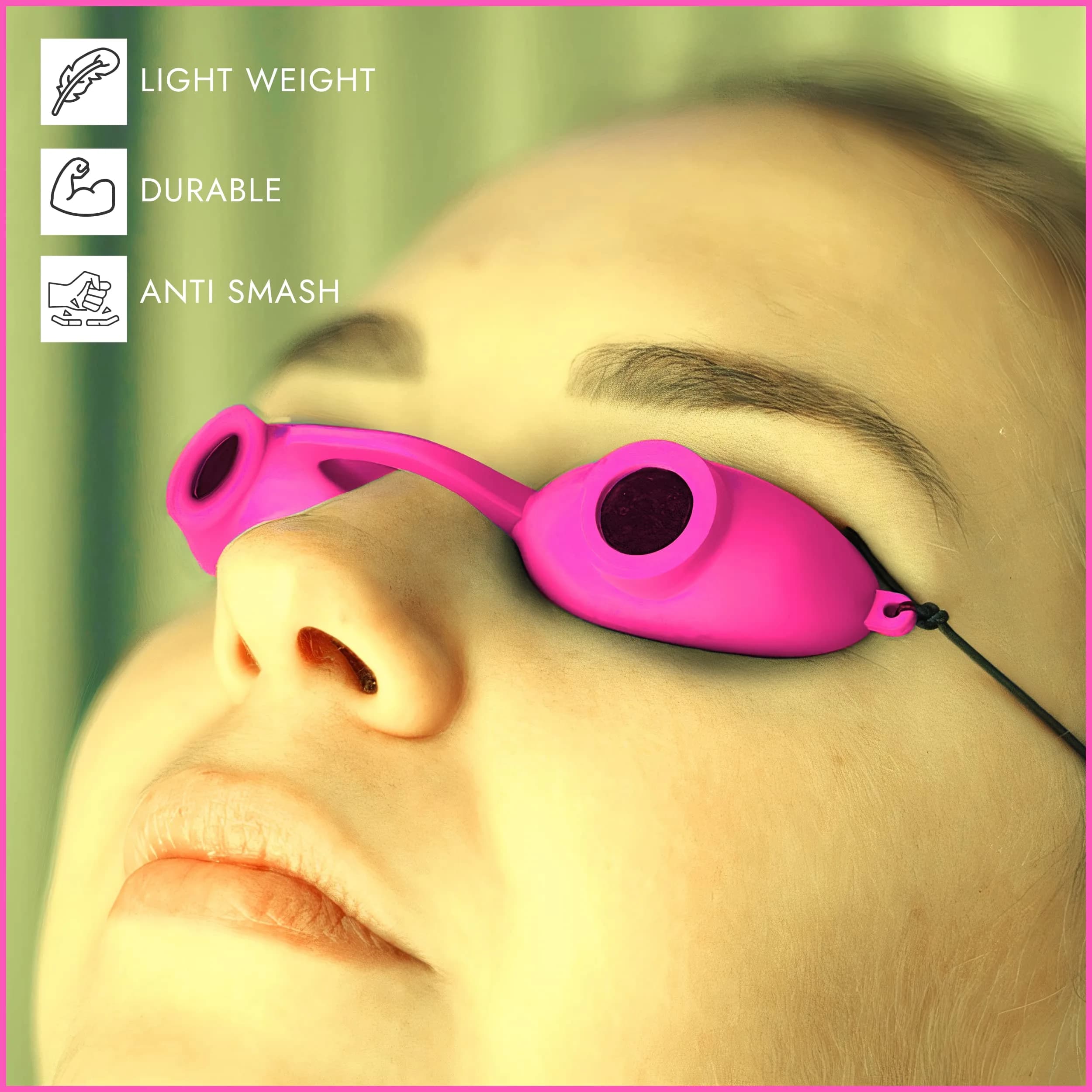 Super Sunnies Flexible UV Eye Tanning Bed Goggles w/Strap - Pink | UV Protection Glasses - view 6