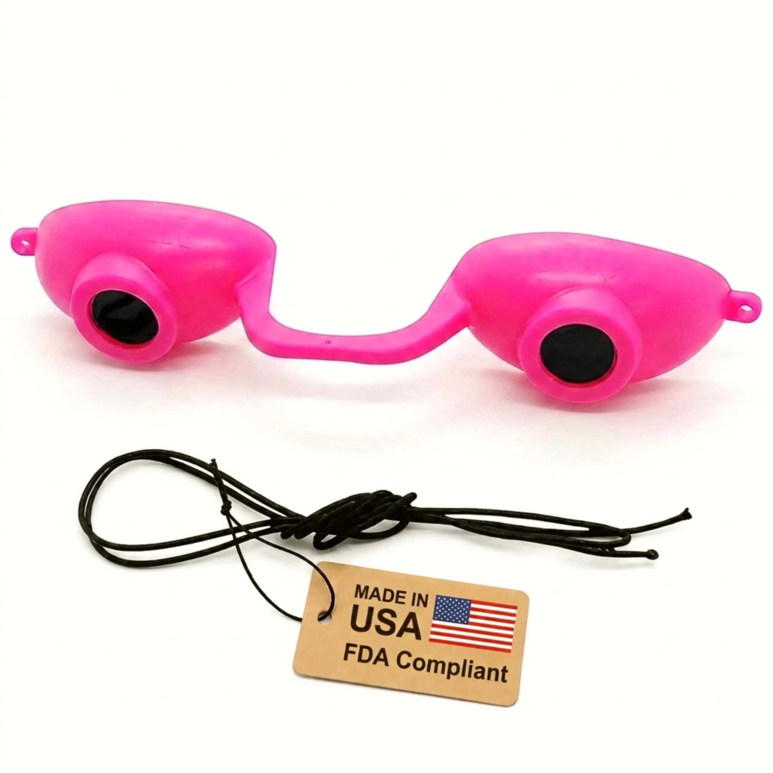 Super Sunnies Flexible UV Eye Tanning Bed Goggles w/Strap - Pink | UV Protection Glasses - main product image