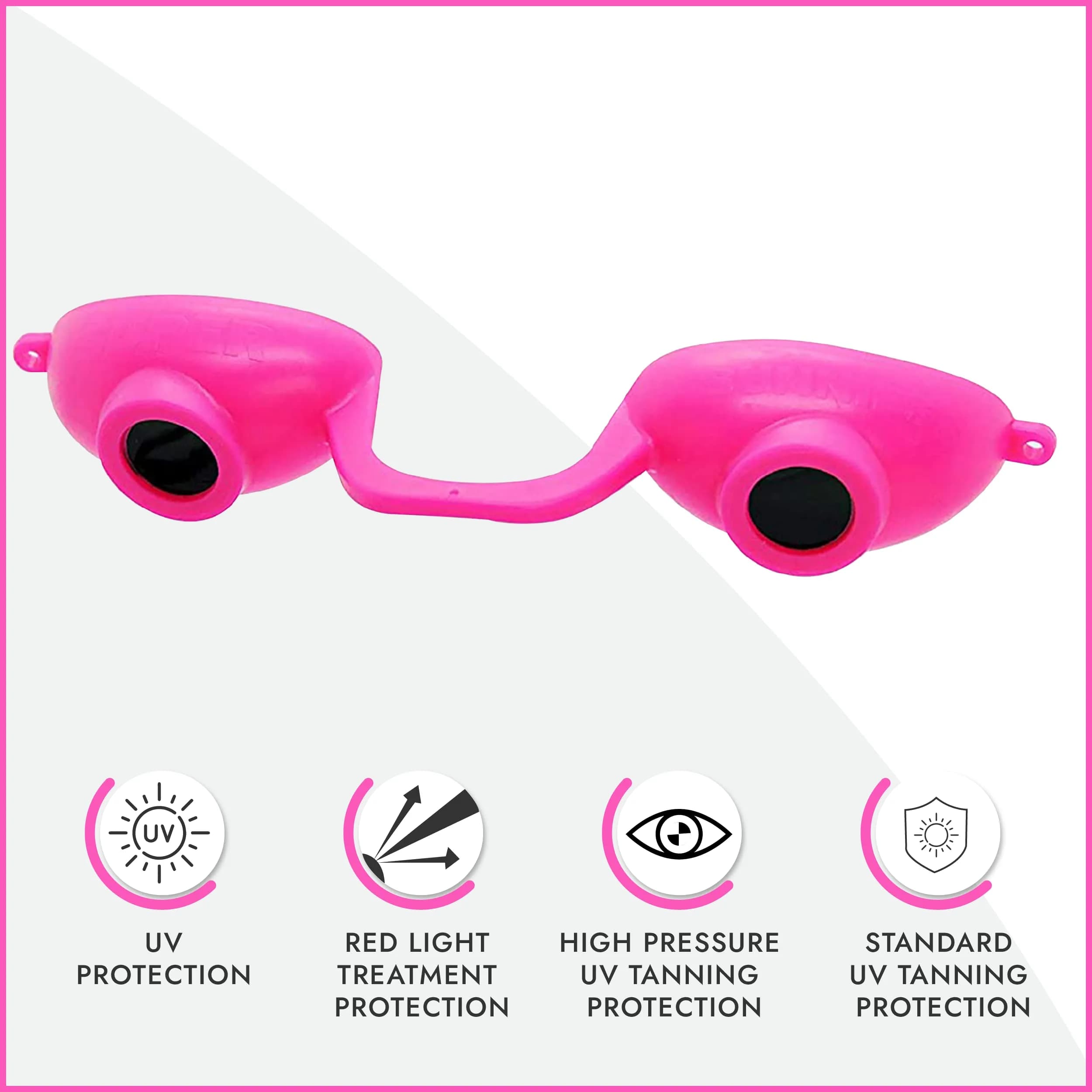 Super Sunnies Flexible UV Eye Tanning Bed Goggles w/Strap - Pink | UV Protection Glasses - view 2
