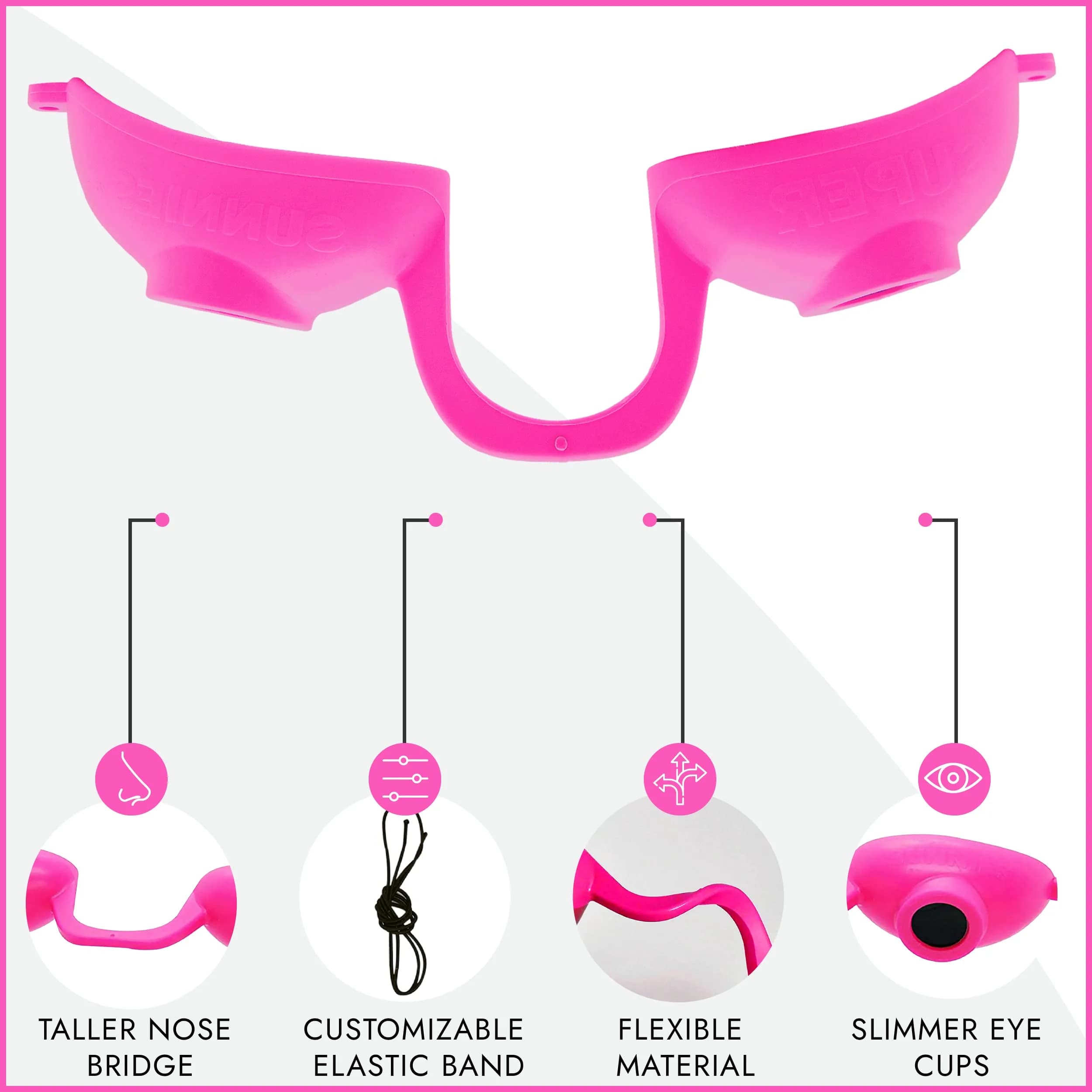 Super Sunnies Flexible UV Eye Tanning Bed Goggles w/Strap - Pink | UV Protection Glasses - view 3