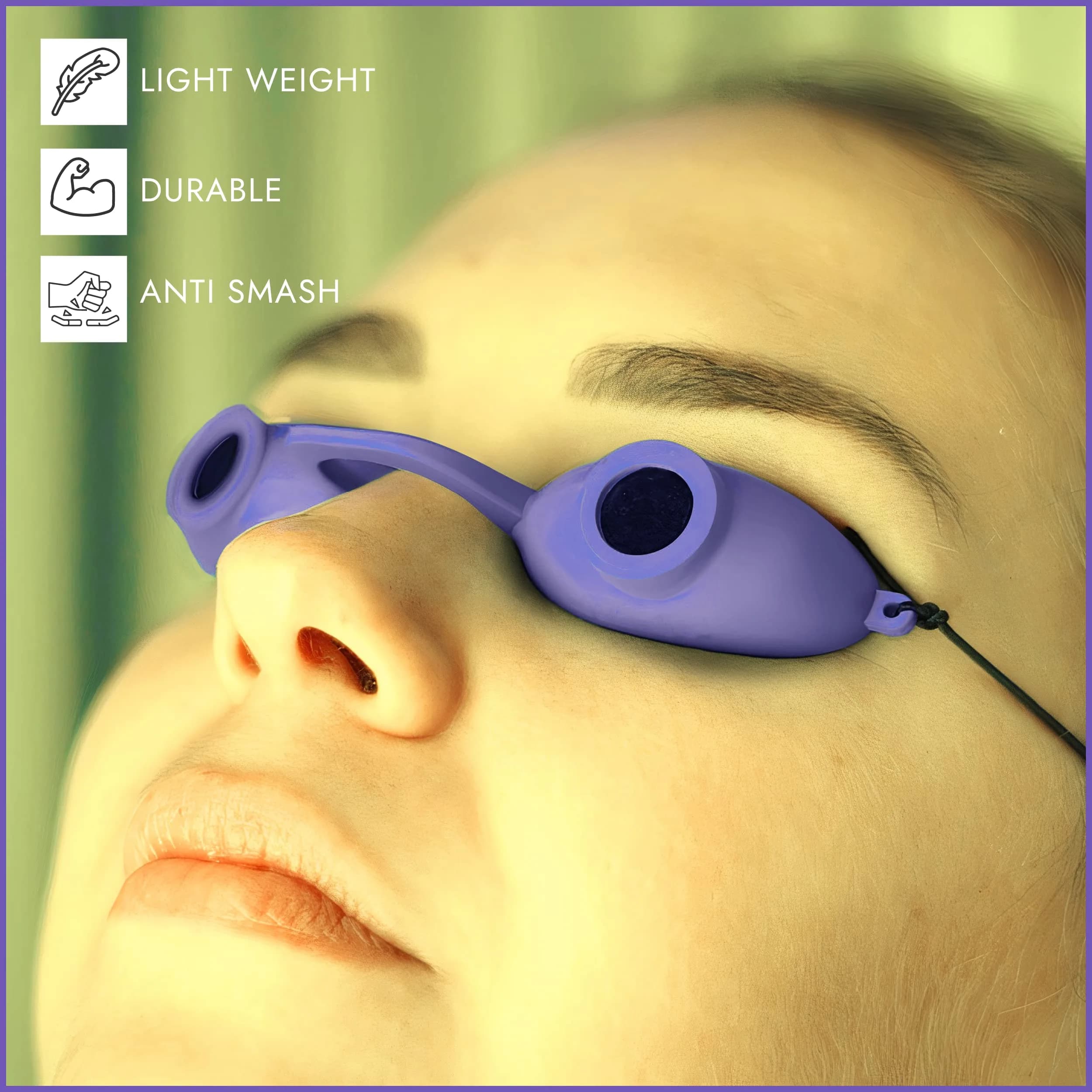 Super Sunnies Flexible UV Eye Tanning Bed Goggles w/Strap - Purple (1 Pair) - view 6