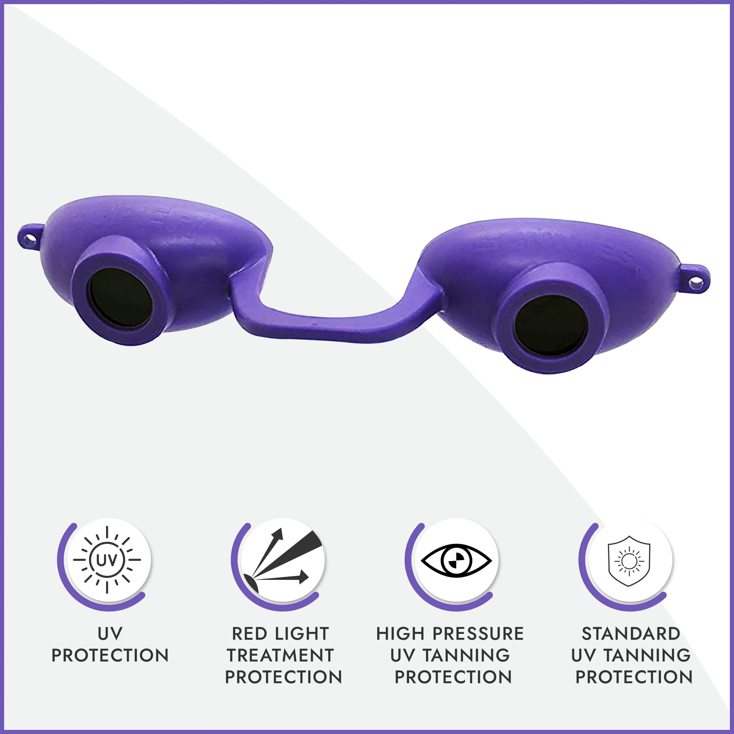 Super Sunnies Flexible UV Eye Tanning Bed Goggles w/Strap - Purple (1 Pair) - view 2