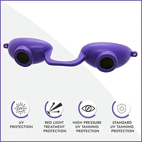 Super Sunnies Flexible UV Eye Tanning Bed Goggles w/Strap - Purple (1 Pair) thumbnail 2