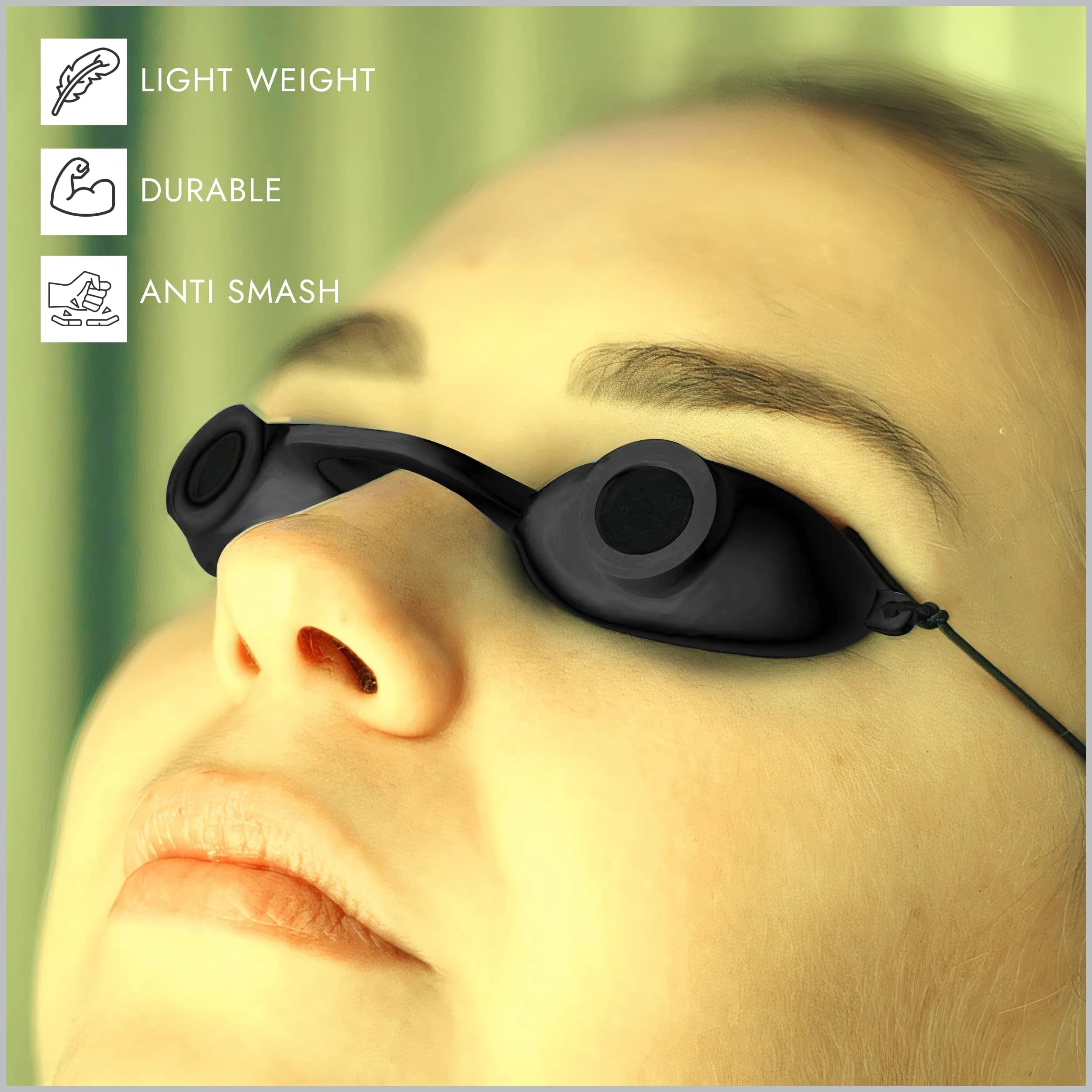 Super Sunnies Flexible UV Eye Tanning Goggles w/Strap - Black | Blocks 99%+ UVA/UVB Rays - view 6