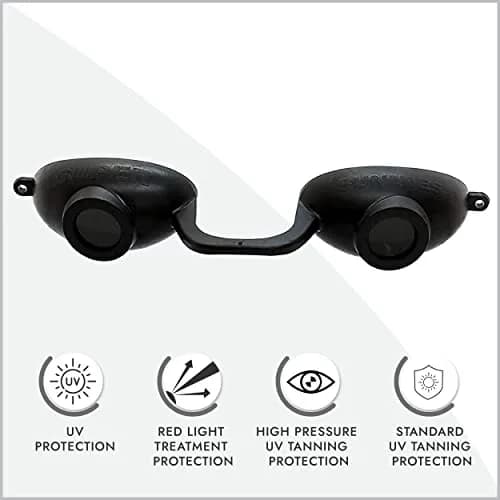 Super Sunnies Flexible UV Eye Tanning Goggles w/Strap - Black | Blocks 99%+ UVA/UVB Rays thumbnail 2