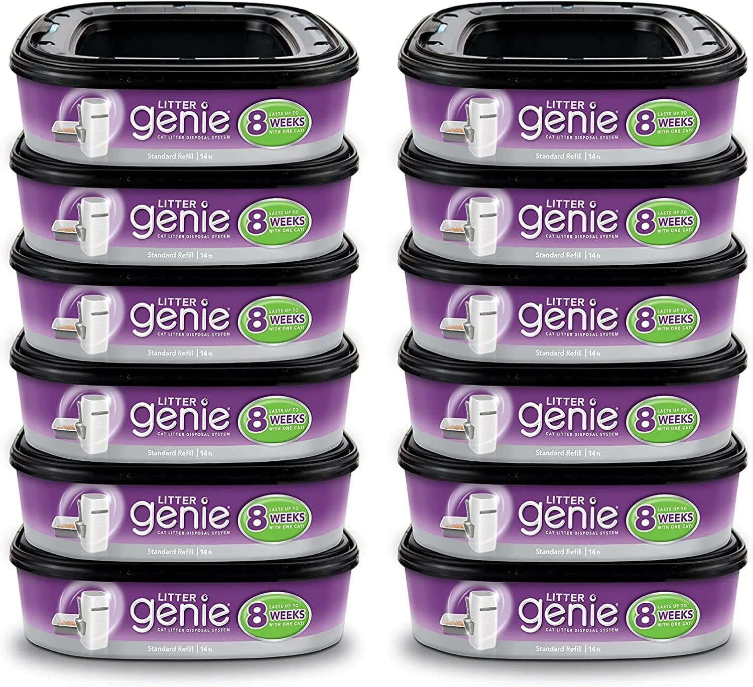 Litter Genie Refill Bags 14 FT Multi-Layers Odor-Barrier Technology 3-Pack | Locks Away Odor & Germs — purple