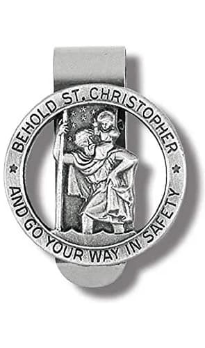 Hirten Saint St Christopher Car Visor Clip Pewter 1 3/8 Inch | Safety Patron Medal Accessory thumbnail 1