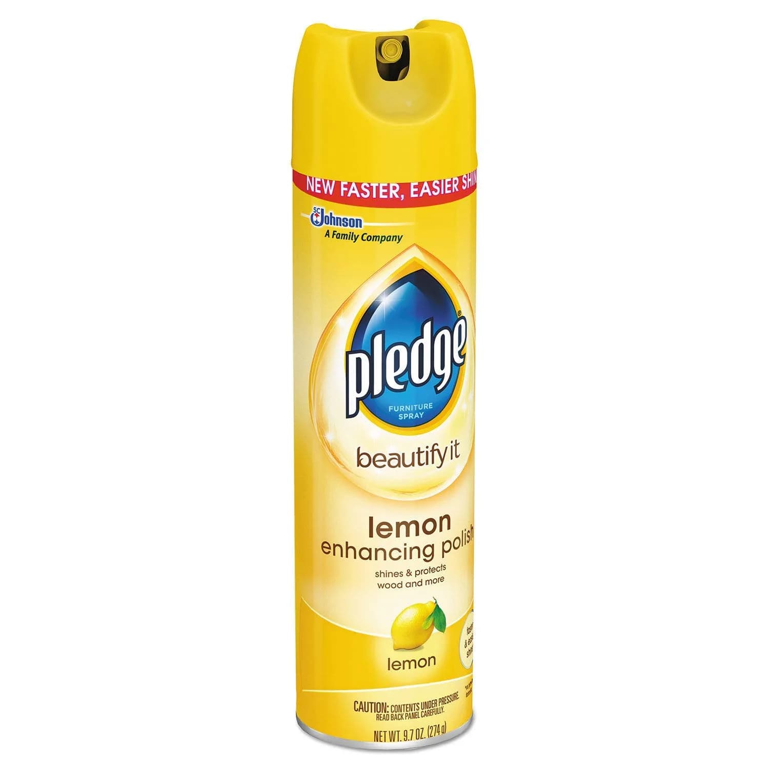Pledge Lemon Clean Wood Furniture Polish Spray 287ml (9.70 Fl Oz) | Restores Shine & Protects Surfaces - main product image
