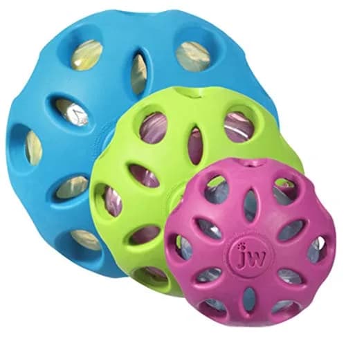 JW Pet Crackle Heads Crunchy Chew Fetch Toy for Dogs, Large 4in | Durable Rubber & Recyclable Plastic thumbnail 7