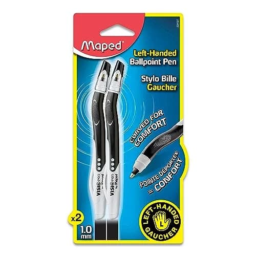 Maped Visio Left-Handed Ballpoint Pen 2 Pack | Smudge-Resistant, Quick-Dry Ink, Ergonomic Grip thumbnail 1