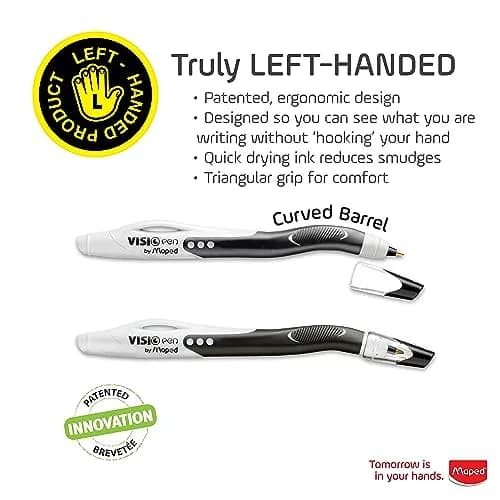 Maped Visio Left-Handed Ballpoint Pen 2 Pack | Smudge-Resistant, Quick-Dry Ink, Ergonomic Grip thumbnail 2