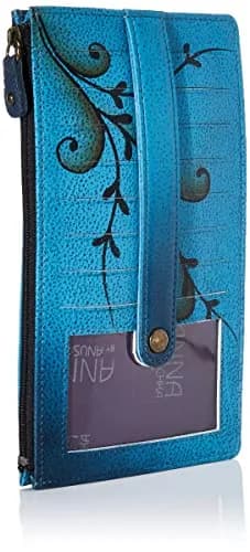 Anna by Anuschka Women's Hand Painted Leather Organizer Wallet - Denim Paisley Floral | Unique Art & Luxury thumbnail 2