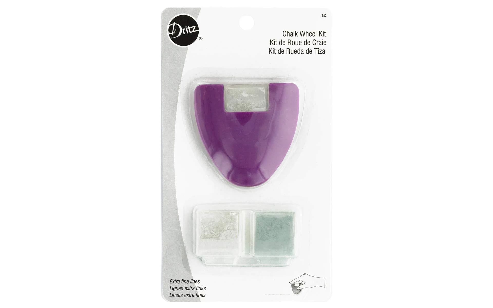 Dritz Purple Chalk Wheel Kit 3 Piece Set | Fine Line Fabric Marking Tool - main product image