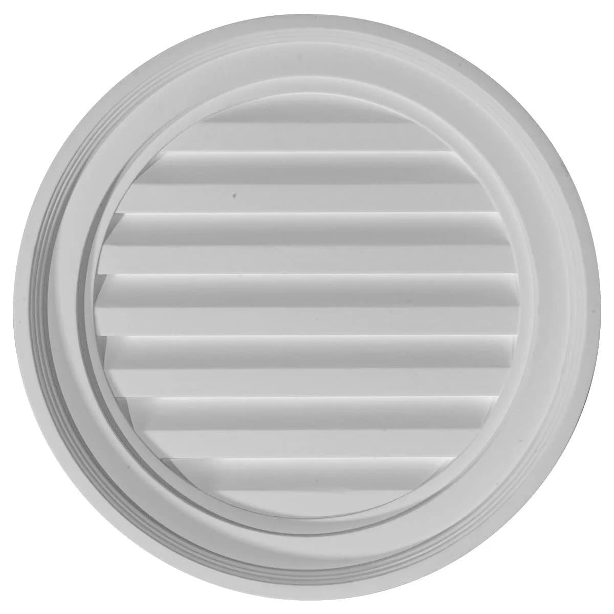Ekena Millwork 18"W x 18"H x 1 1/8"P Round Gable Vent Louver | Non-Functional Decorative Urethane - main product image