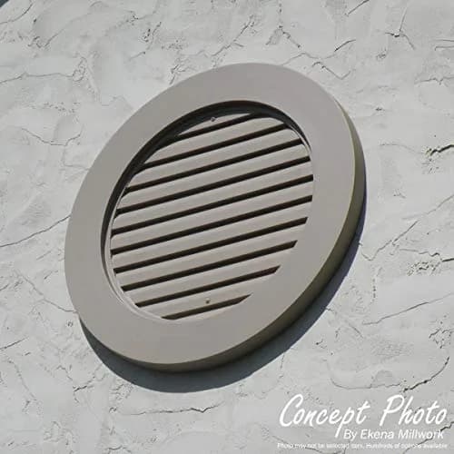 Ekena Millwork 12"W x 12"H x 1 1/8"P Round Gable Vent Louver | Functional, Factory Primed White thumbnail 4
