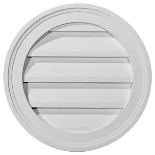 Ekena Millwork 12"W x 12"H x 1 1/8"P Round Gable Vent Louver | Functional, Factory Primed White thumbnail 1