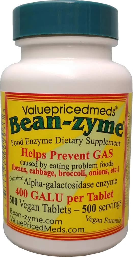 ValuePricedMeds Bean-Zyme Gas Relief Extra Strength 500 Count Tablets | Alpha Galactosidase 400 GALU - main product image