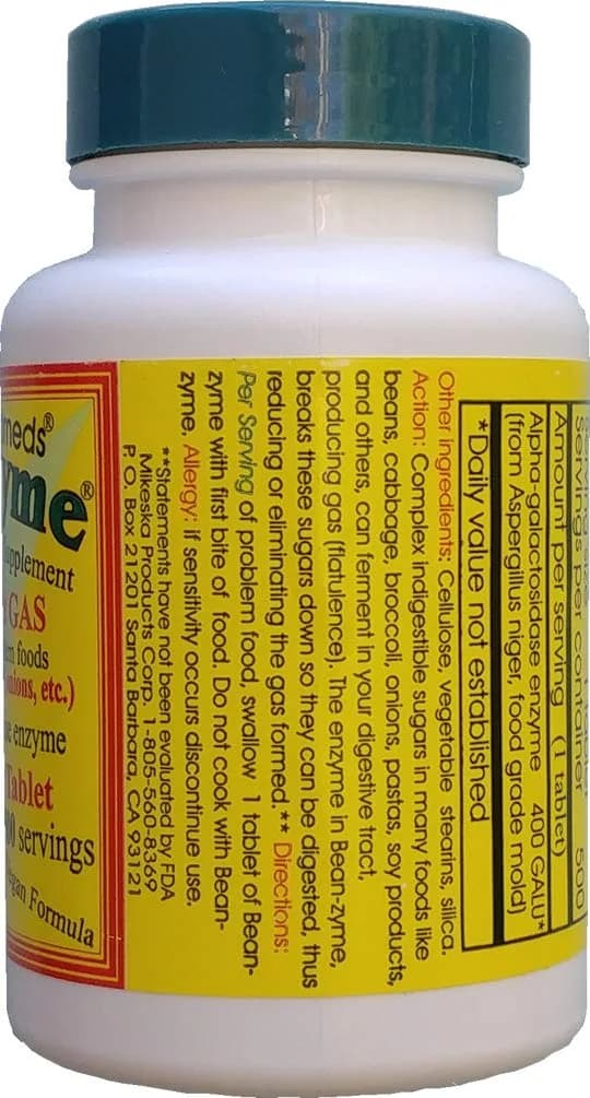 ValuePricedMeds Bean-Zyme Gas Relief Extra Strength 500 Count Tablets | Alpha Galactosidase 400 GALU - view 4