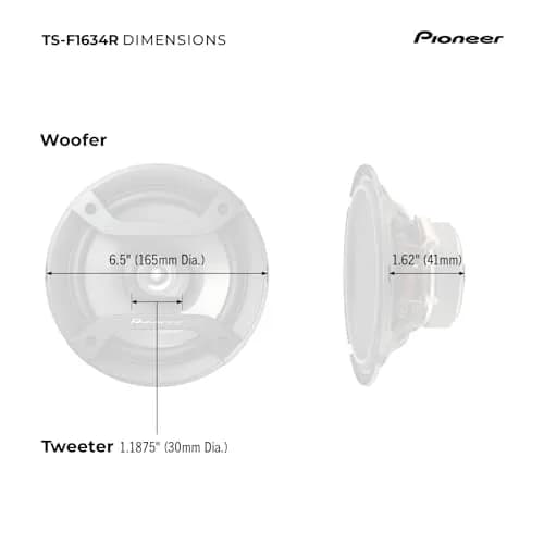 Pioneer TS-F1634R 6.5" 2-Way Coaxial Car Speakers 200W Max | 16.5 cm (6.5") 2-Way Coaxial Speakers thumbnail 6